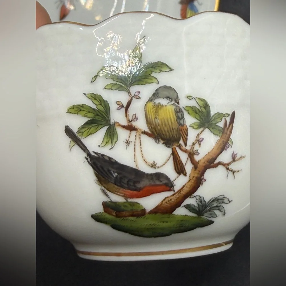 Herend Hungary Vintage Hand Painted Rothschild Bird Porcelain Teacup & Saucer